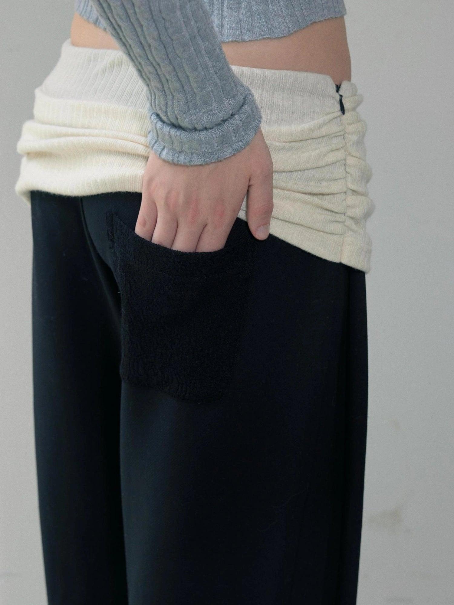 Mito de dar Acetate Wool Flared Trousers With Lace Pockets