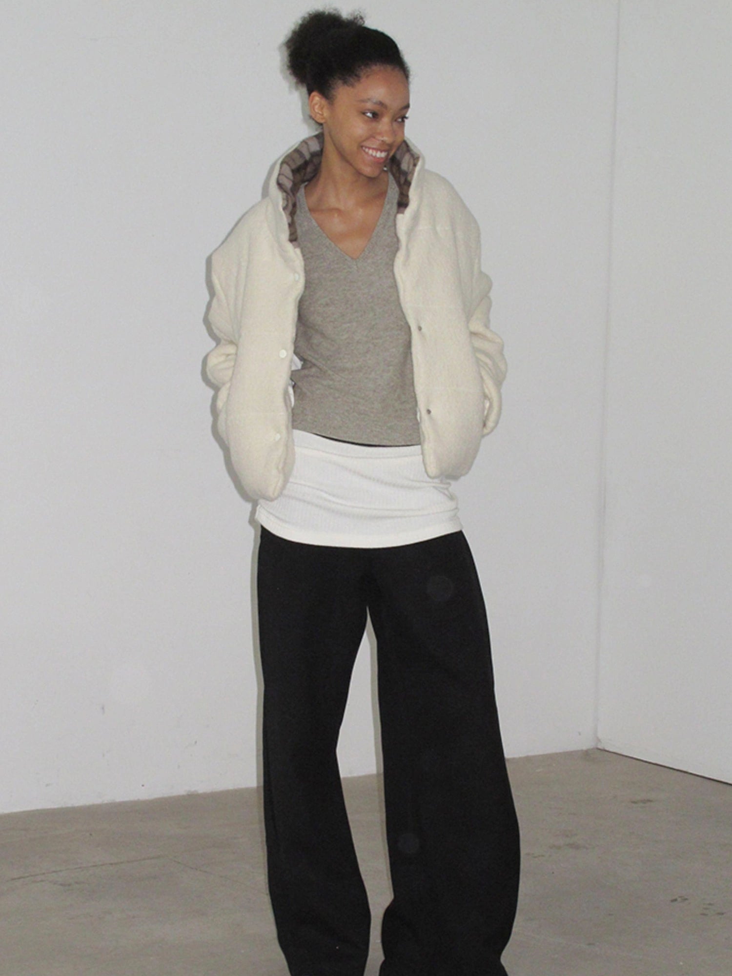 Mito de dar Acetate Wool Flared Trousers With Lace Pockets