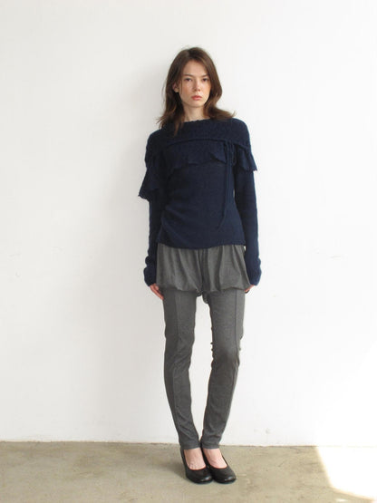 Mito de dar Asymmetric Tie Cape Mohair Wool Knit Women&
