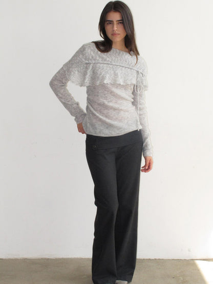 Mito de dar Asymmetric Tie Cape Mohair Wool Knit Women&