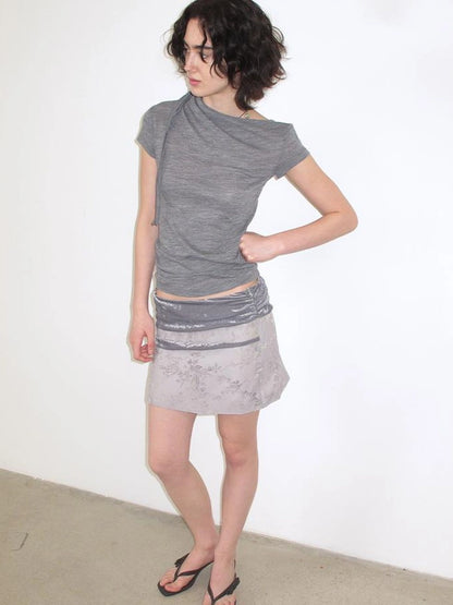 Mito de dar Australian Wool Textured Off Shoulder Tie Front T-shirt