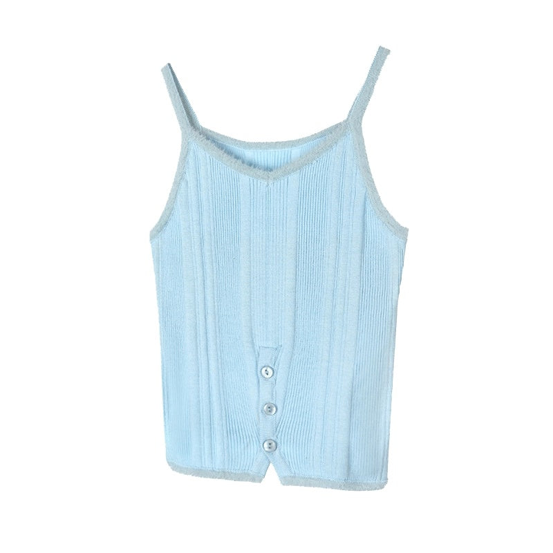 Mito_de_dar_Backless_Patchwork_Slim_Fit_Spaghetti_Strap_Mist_Blue_Solid_Wool_Blend_Tank_Tops_MISSTT