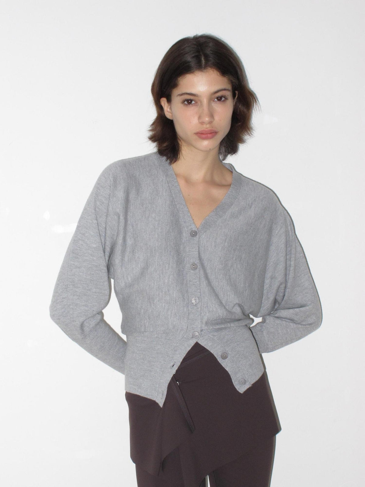 Mito de dar Batwing Sleeve Cropped V-neck Wool Blend Women&