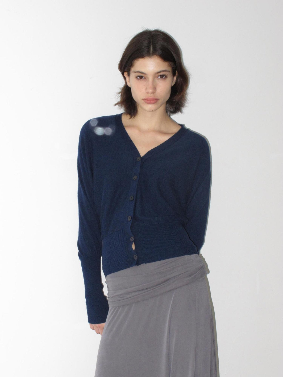 Mito de dar Batwing Sleeve Cropped V-neck Wool Blend Women&
