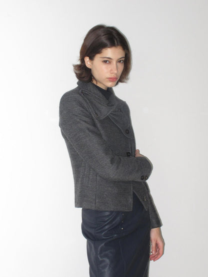 Mito de dar Bow Intarsia Asymmetric Placket Wool Blend Women&
