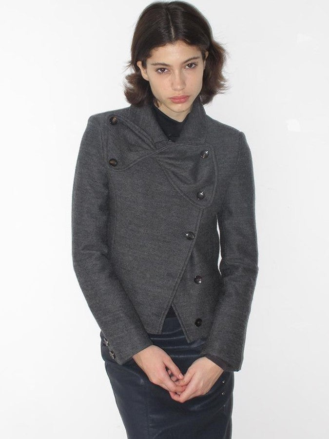 Mito de dar Bow Intarsia Asymmetric Placket Wool Blend Women&