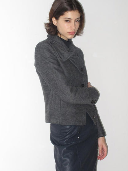 Mito de dar Bow Intarsia Asymmetric Placket Wool Blend Women&