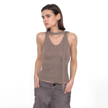 Mito_de_dar_Breathable_Sage_Grey_V_Neck_Cropped_Tie_Front_Slim_Fit_Embellished_Tank_Tops_MISSTT