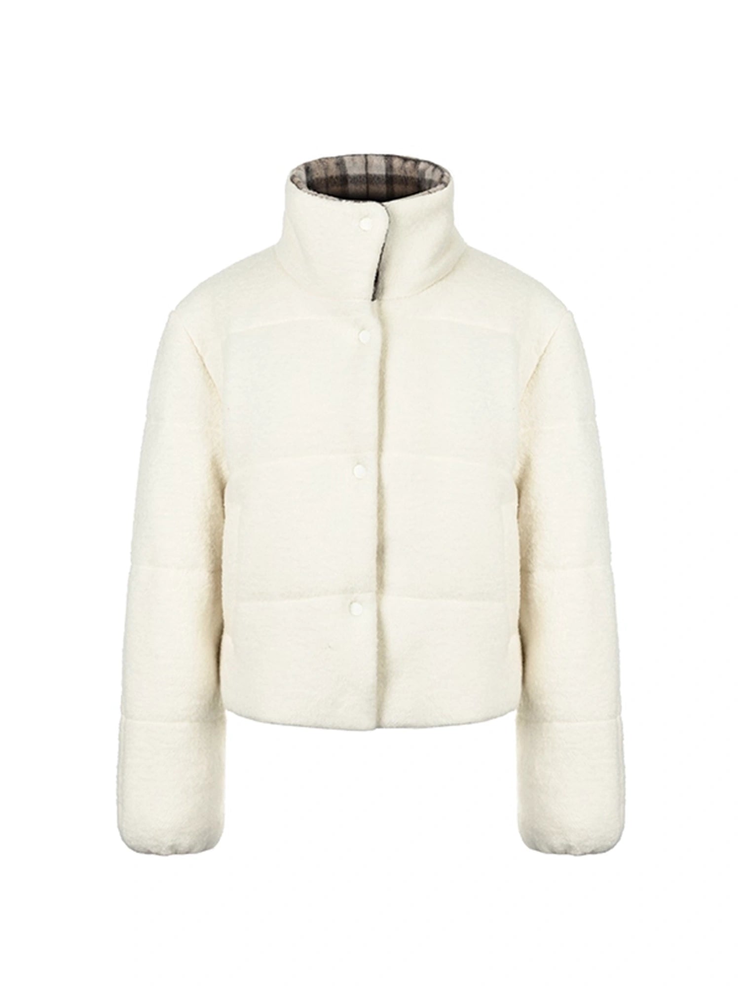 Mito_de_dar_Brown_Plaid_Collar_Wool_Trimmed_Puffer_Jacket_MISSTT