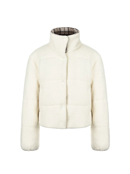 Mito_de_dar_Brown_Plaid_Collar_Wool_Trimmed_Puffer_Jacket_MISSTT
