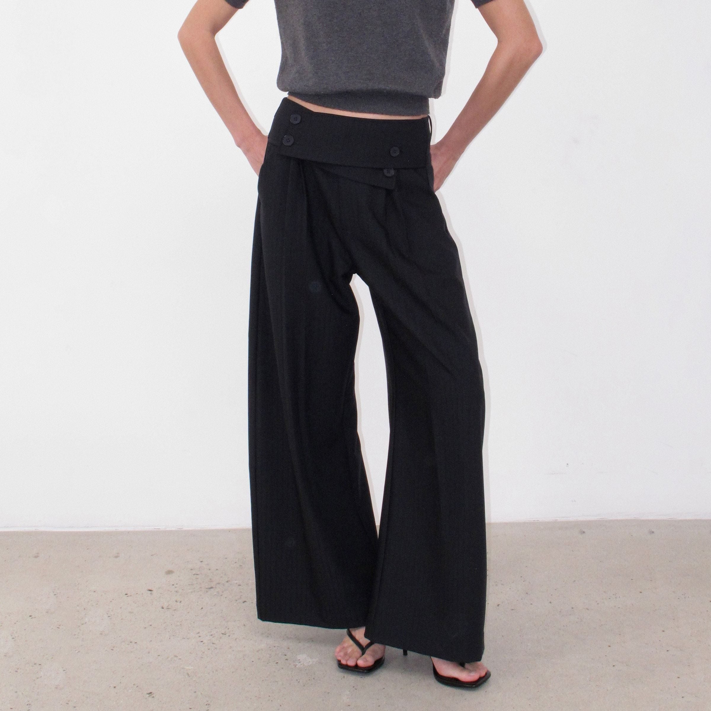 Mito_de_dar_Button_Overlap_Waist_Pleated_A_Line_Women&