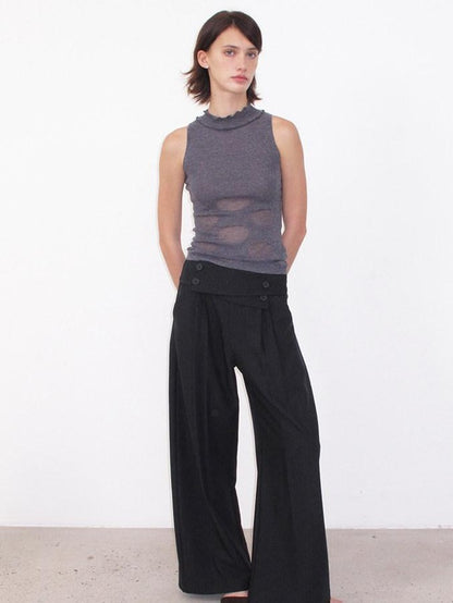 Mito de dar Button Overlap Waist Pleated A Line Women&