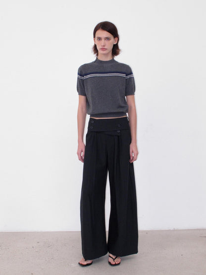 Mito de dar Button Overlap Waist Pleated A Line Women&
