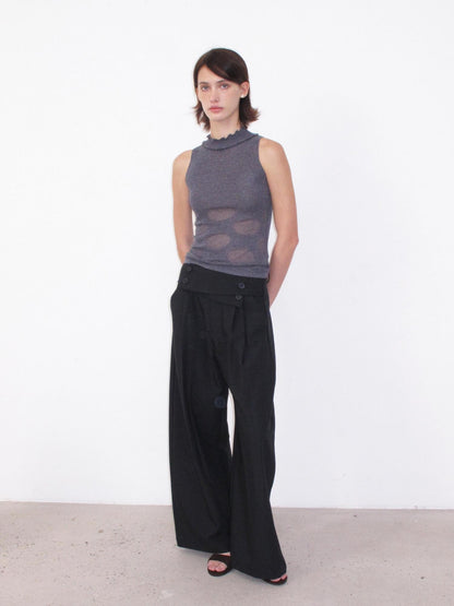 Mito de dar Button Overlap Waist Pleated A Line Women&