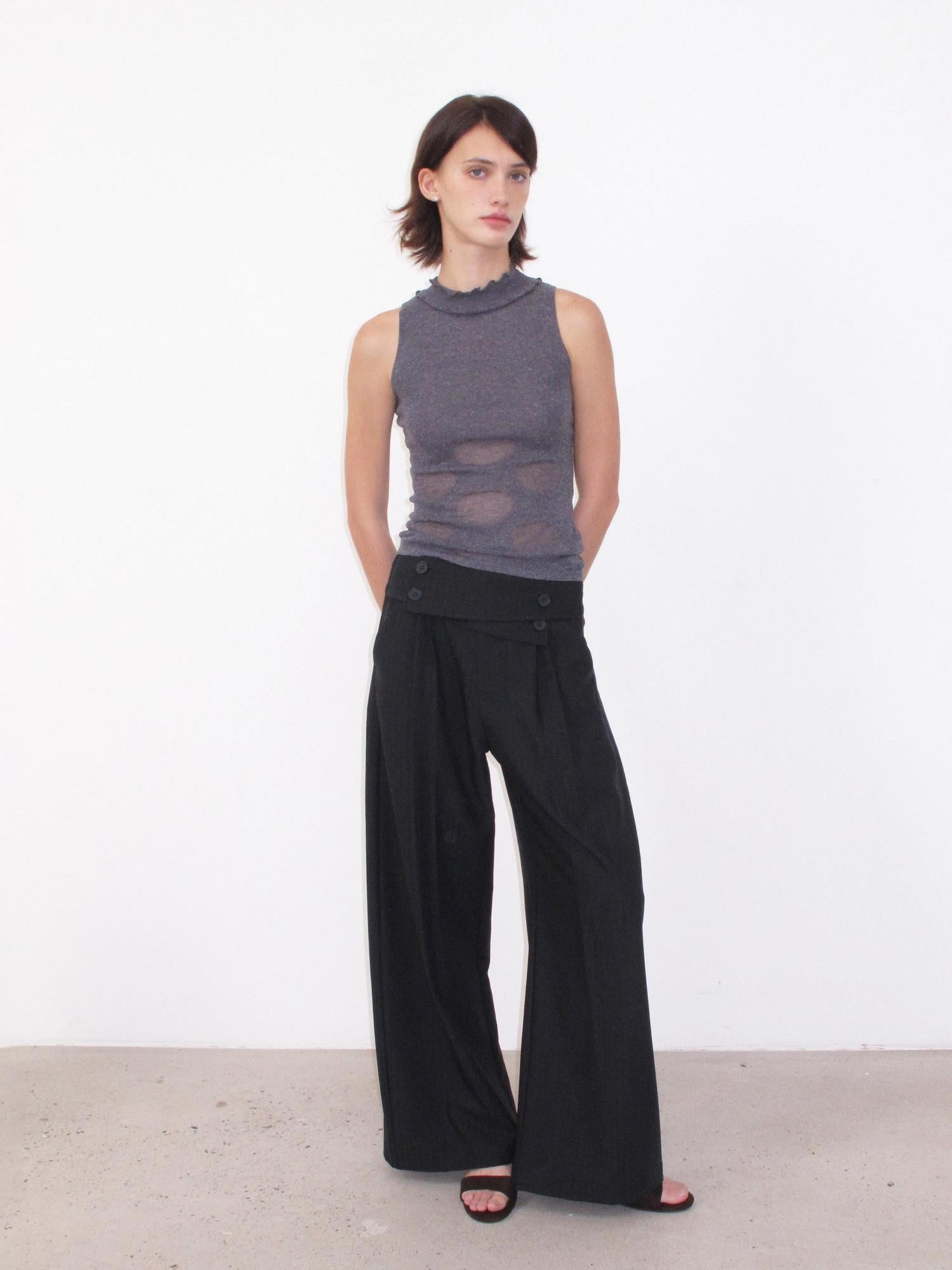 Mito de dar Button Overlap Waist Pleated A Line Women&