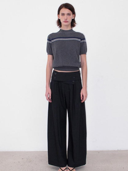 Mito de dar Button Overlap Waist Pleated A Line Women&