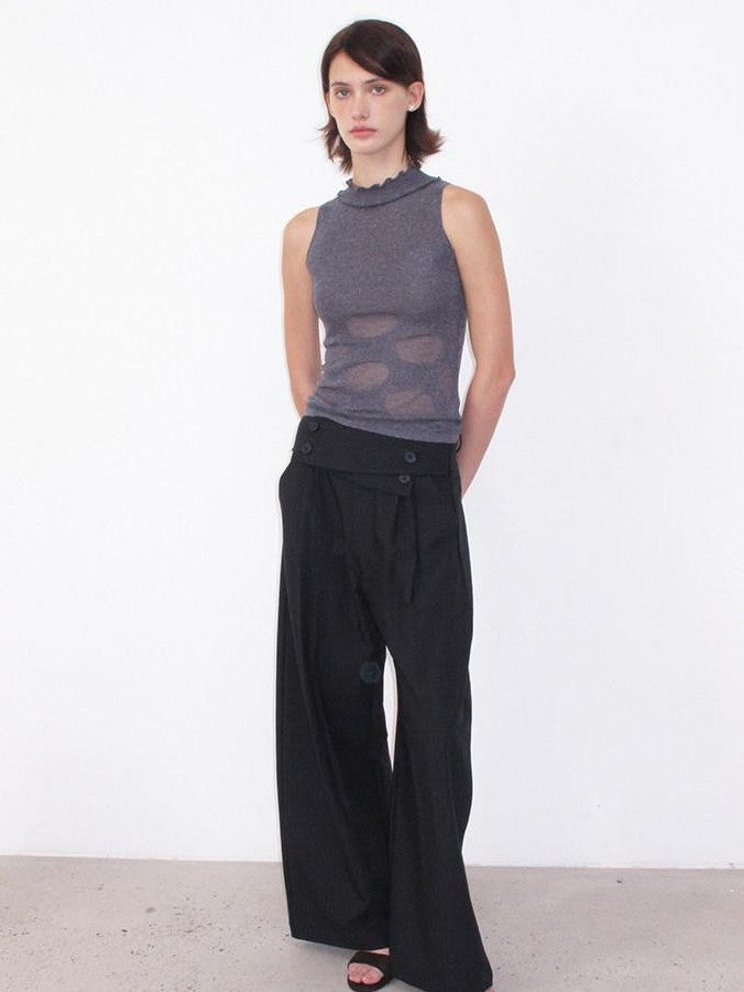 Mito de dar Button Overlap Waist Pleated A Line Women&
