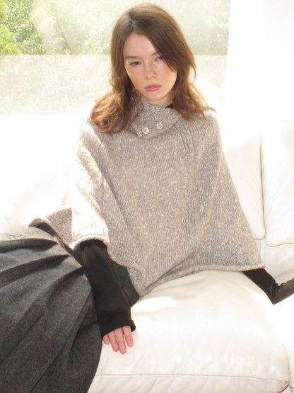 Mito de dar Cable Knit Shell Button Shawl Collar Women&