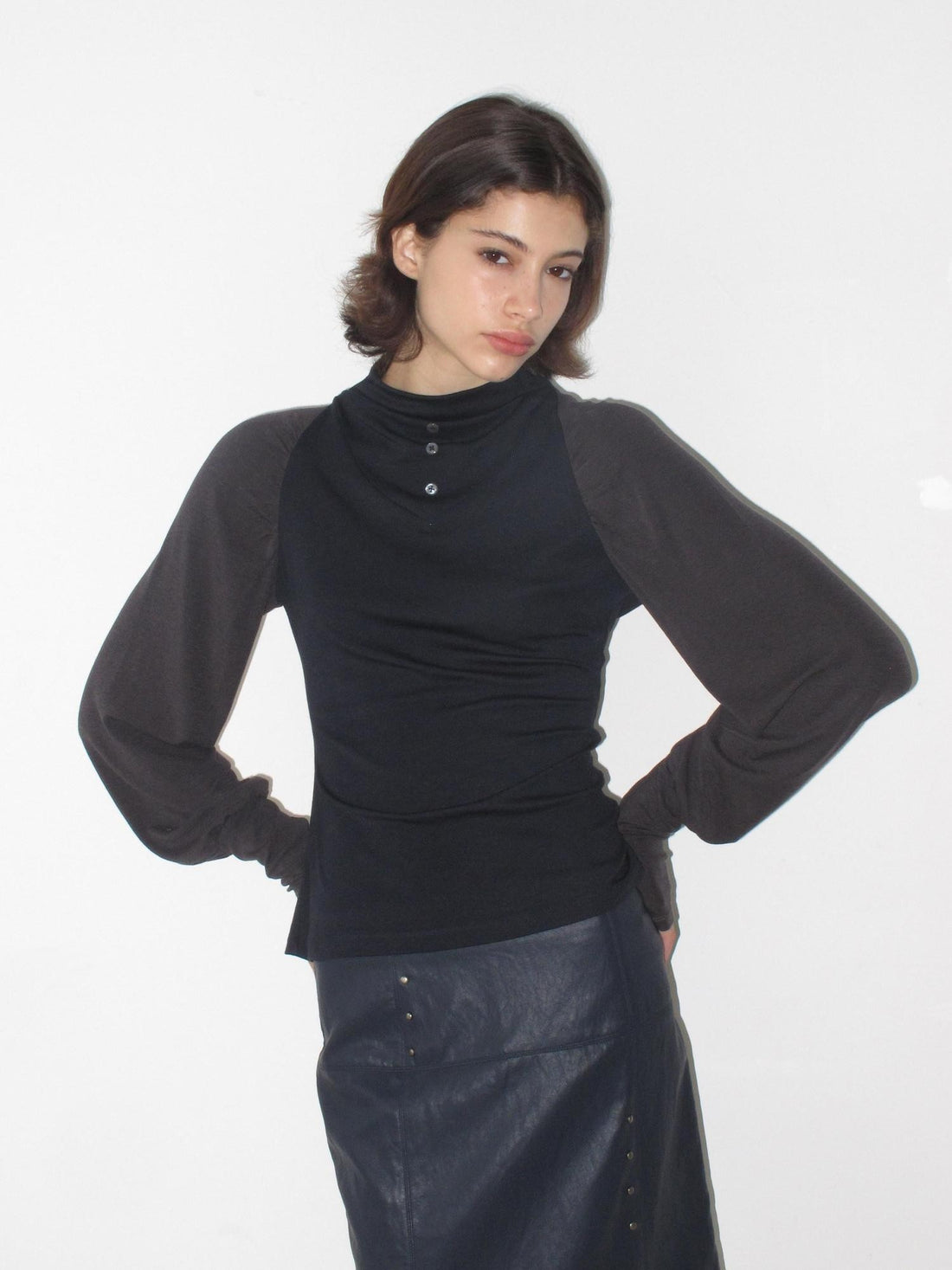 Mito de dar Colorblock Button Raglan Lantern Slim Women&