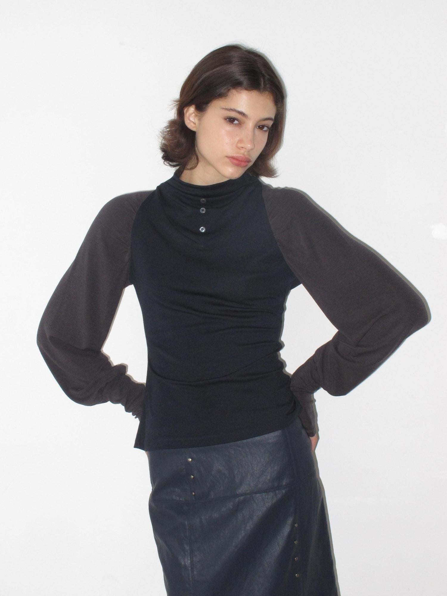 Mito de dar Colorblock Button Raglan Lantern Slim Women&