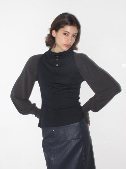 Mito de dar Colorblock Button Raglan Lantern Slim Women&