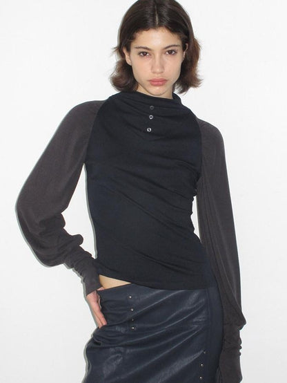 Mito de dar Colorblock Button Raglan Lantern Slim Women&