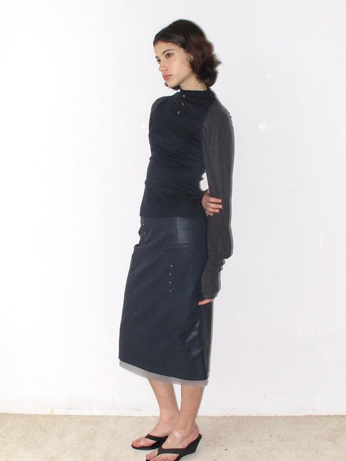 Mito de dar Colorblock Button Raglan Lantern Slim Women&