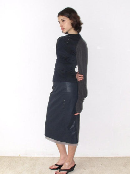 Mito de dar Colorblock Button Raglan Lantern Slim Women&