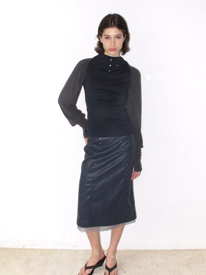 Mito de dar Colorblock Button Raglan Lantern Slim Women&