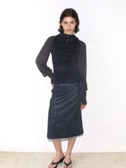Mito de dar Colorblock Button Raglan Lantern Slim Women&