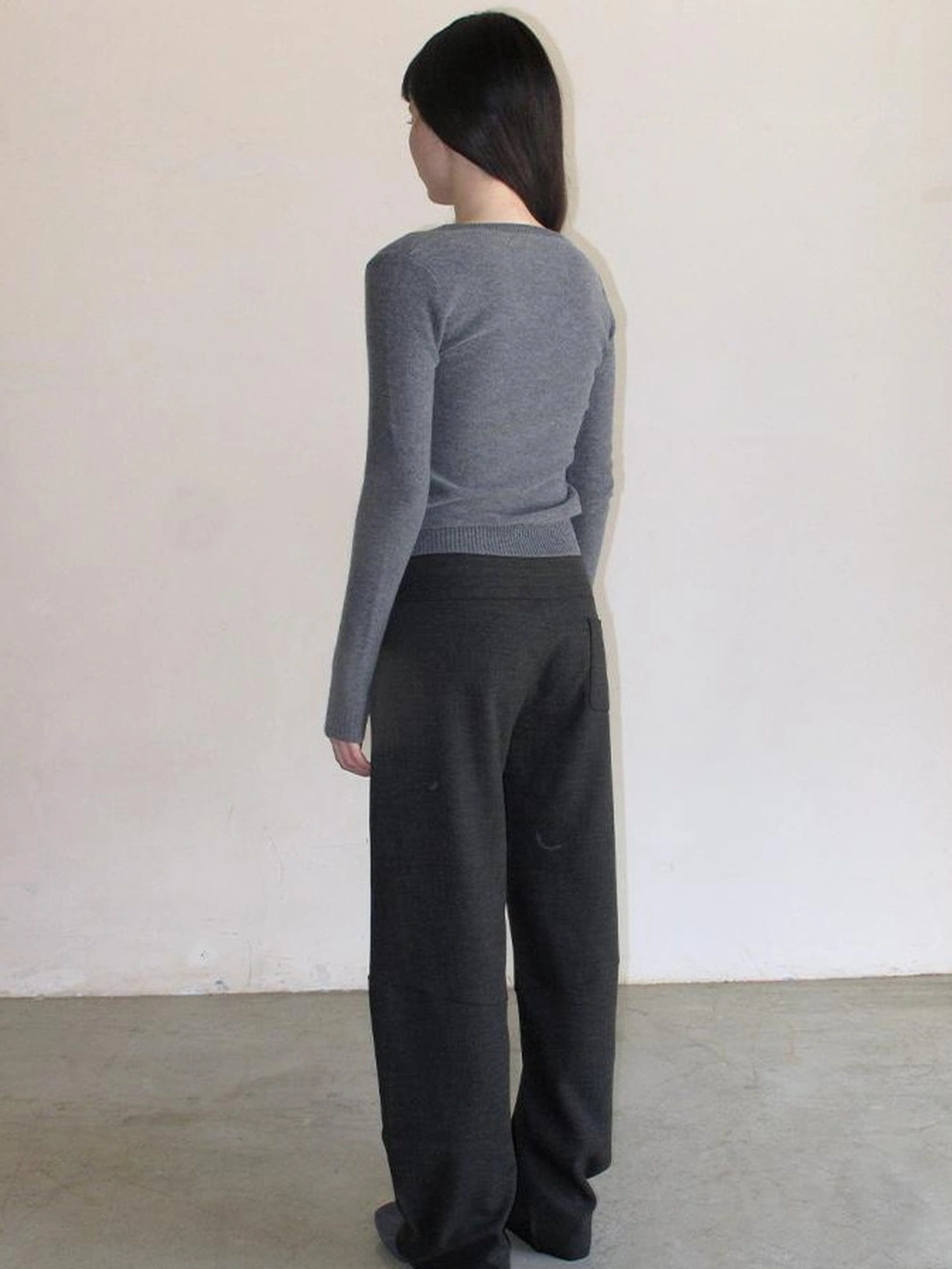 Mito de dar Crossover Waistband Deep Grey Curved Hem Lounge Pants