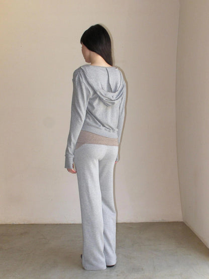 Mito de dar Curved Brim Pleated Bamboo Cotton Cropped Hoodie