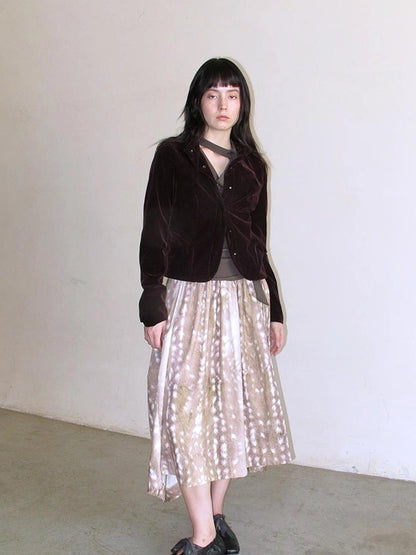 Mito de dar Custom Corduroy Deer Print Asymmetrical Midi Skirt