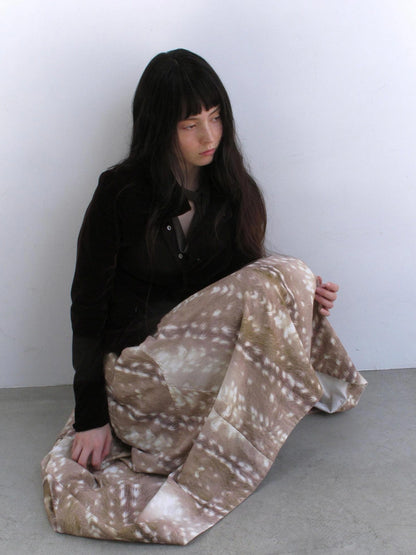 Mito de dar Custom Corduroy Deer Print Asymmetrical Midi Skirt