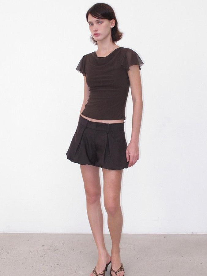 Mito de dar Deep Brown Subtle Stripe Double Pleat Sculpted Women&