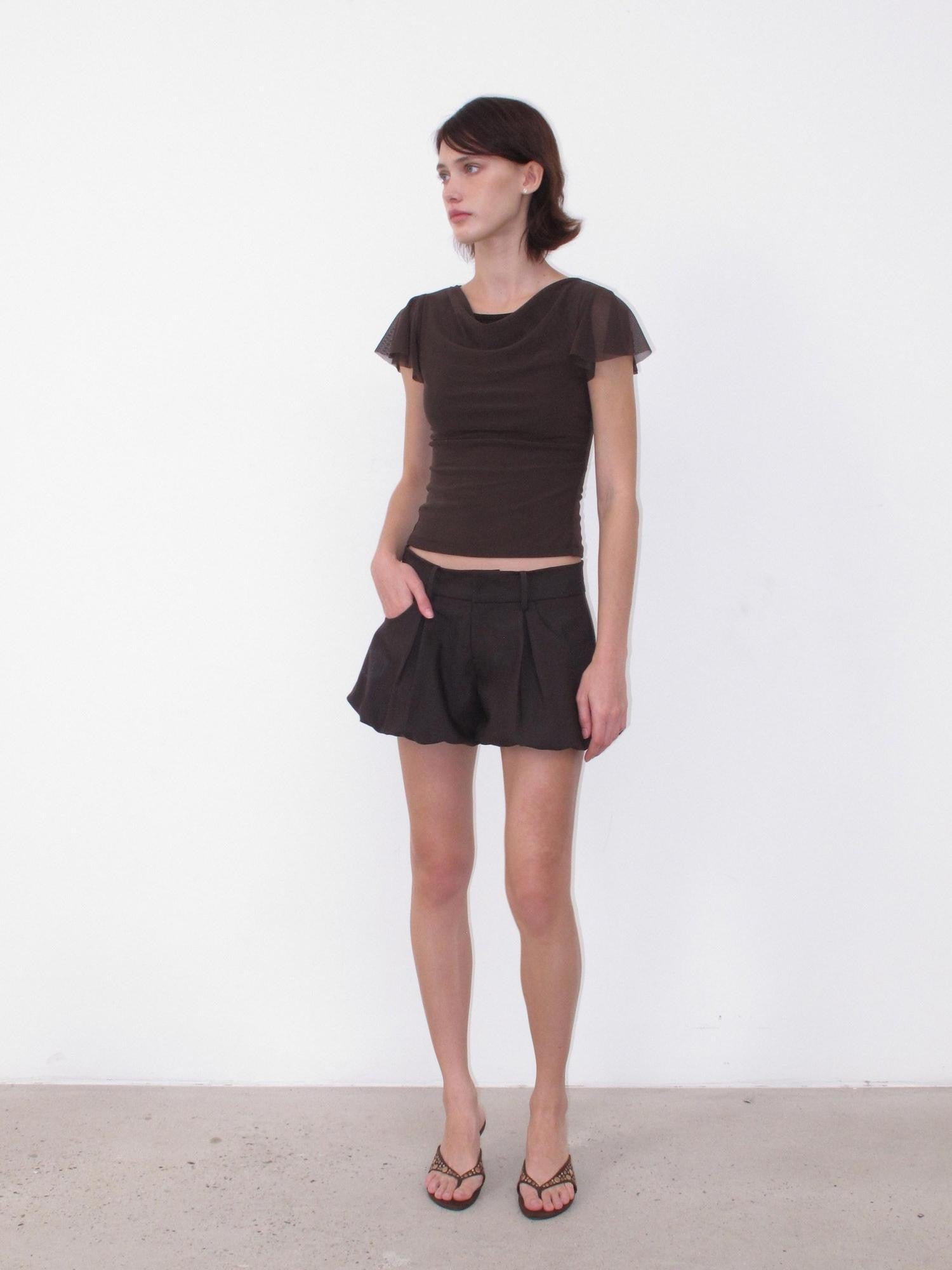 Mito de dar Deep Brown Subtle Stripe Double Pleat Sculpted Women&