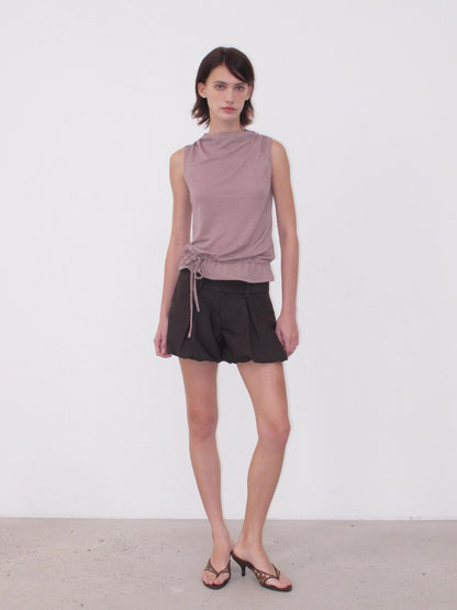 Mito de dar Deep Brown Subtle Stripe Double Pleat Sculpted Women&
