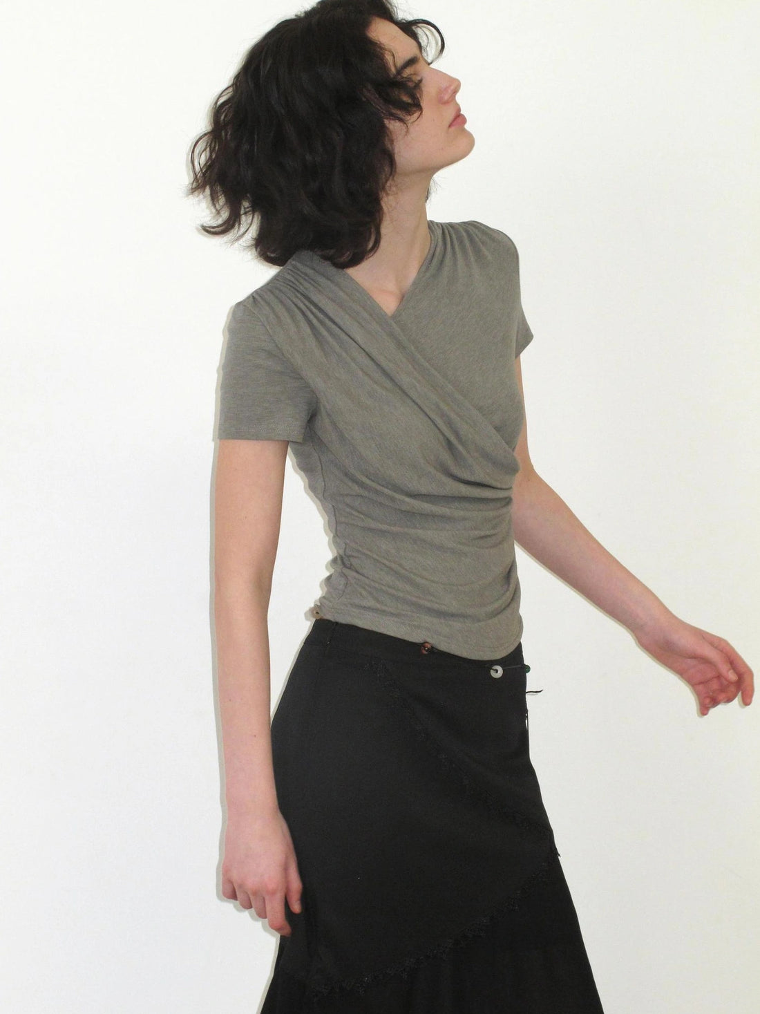 Mito de dar Draped Silk Blend Waist Defining Tee