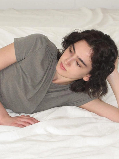 Mito de dar Draped Silk Blend Waist Defining Tee