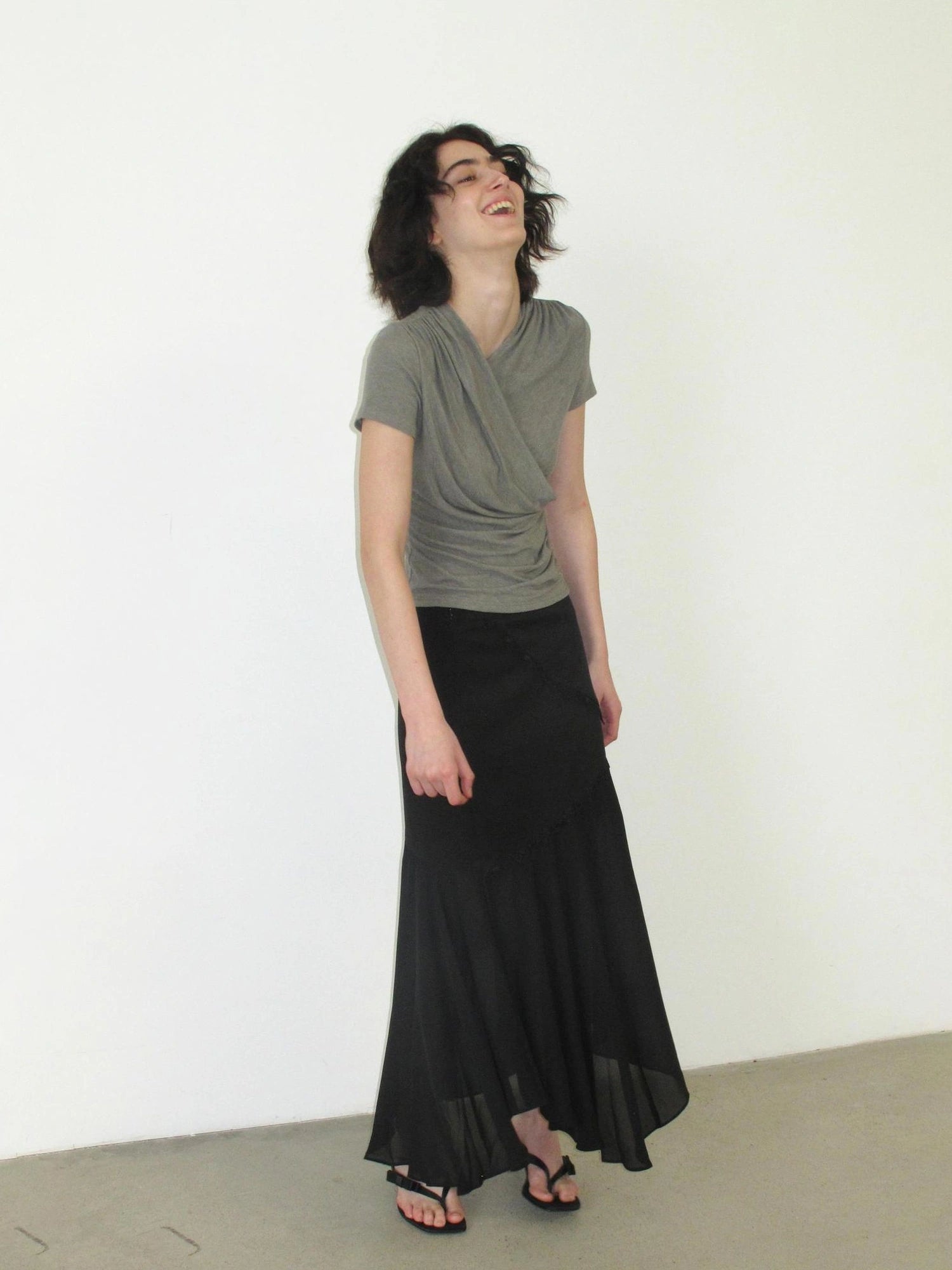 Mito de dar Draped Silk Blend Waist Defining Tee