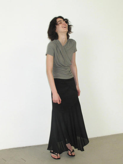 Mito de dar Draped Silk Blend Waist Defining Tee