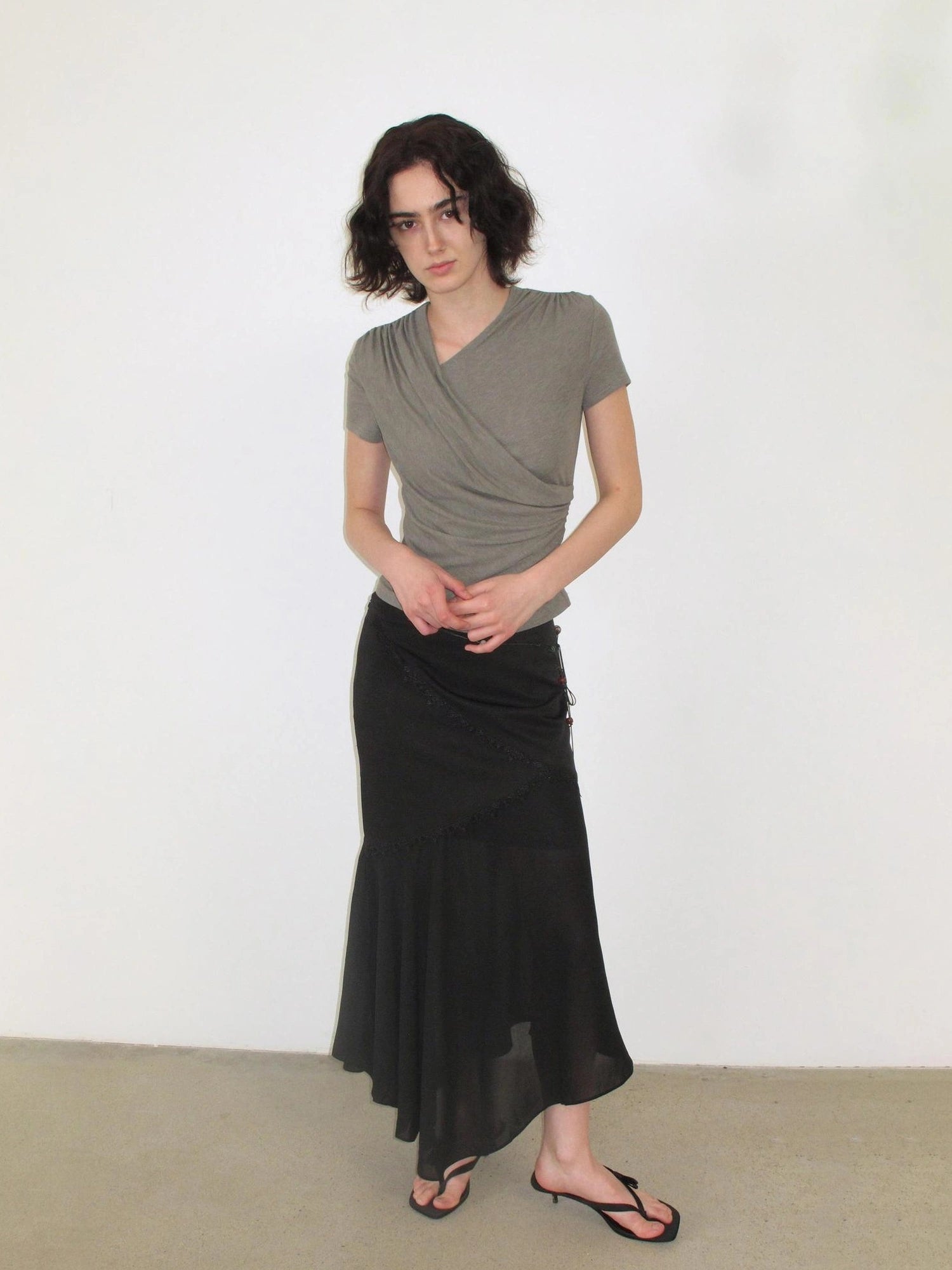 Mito de dar Draped Silk Blend Waist Defining Tee
