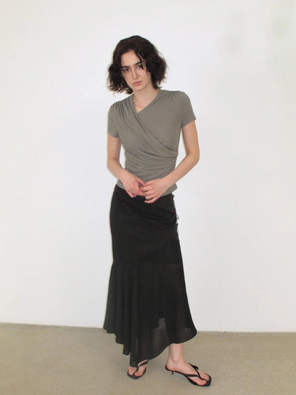 Mito de dar Draped Silk Blend Waist Defining Tee