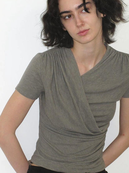 Mito de dar Draped Silk Blend Waist Defining Tee