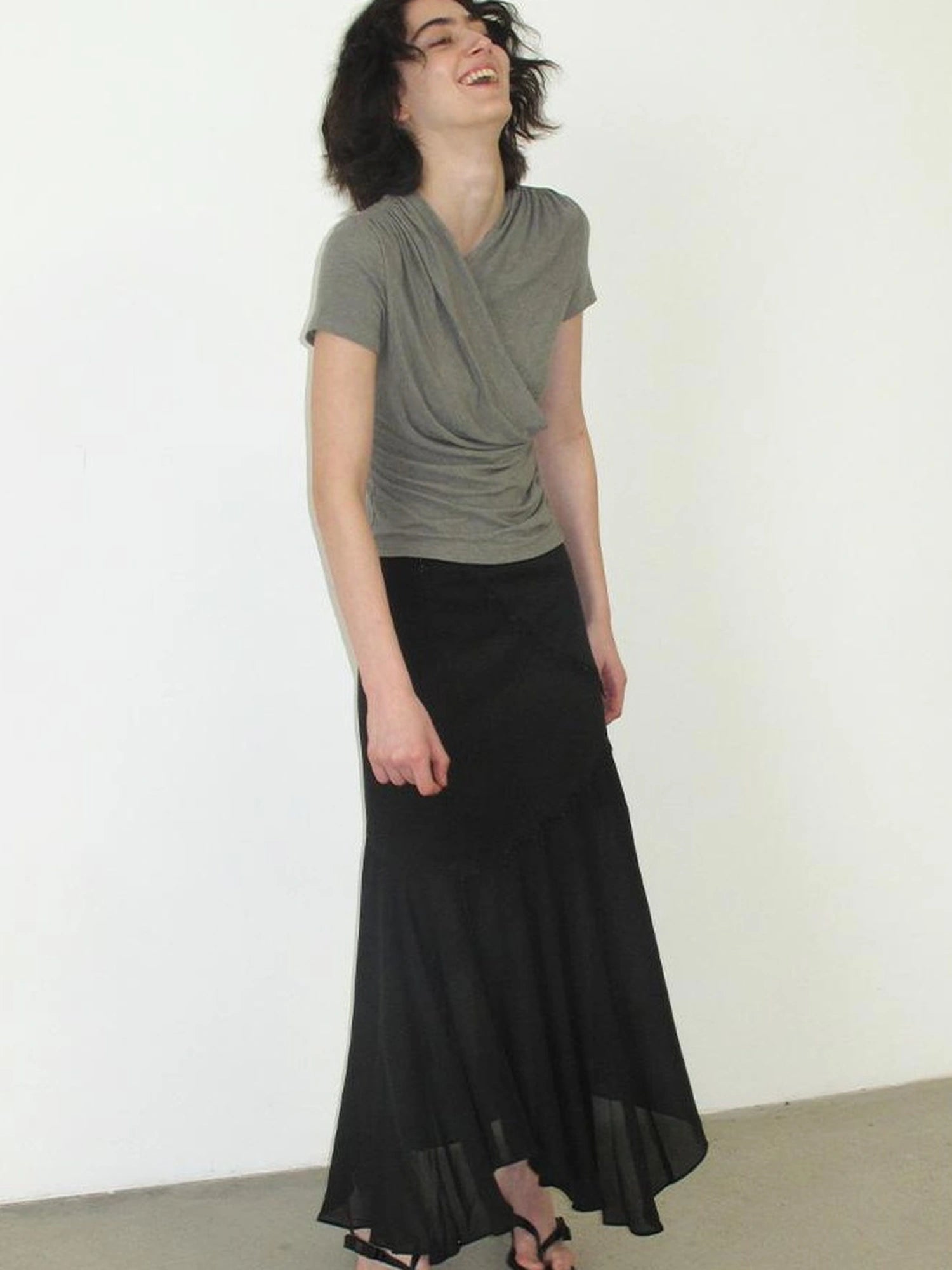 Mito de dar Draped Silk Blend Waist Defining Tee