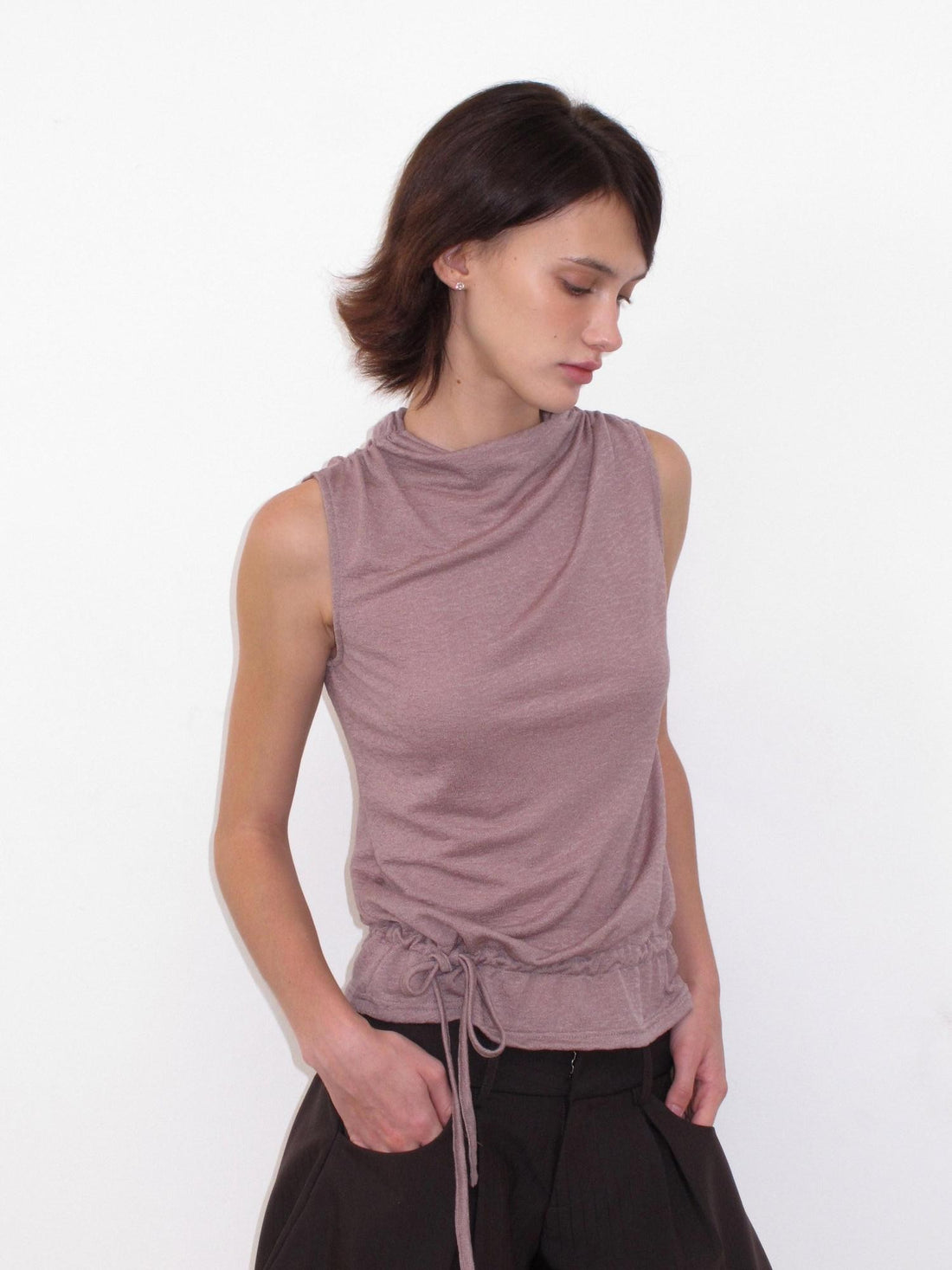 Mito de dar Dusty Pink Asymmetric Ruched Tie Textured Women&
