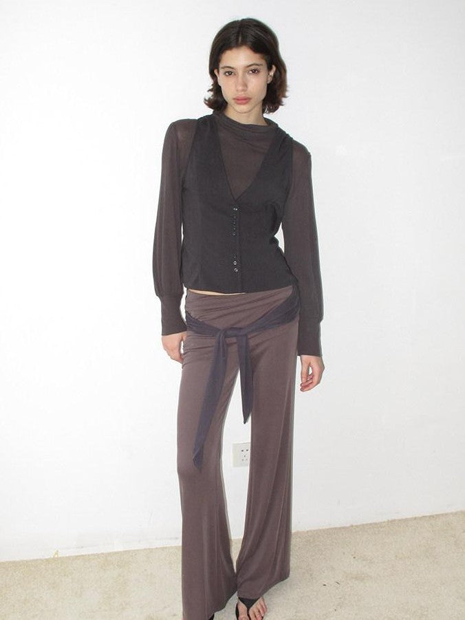 Mito de dar Faux Two Piece Button Vest Slim Knit Women&