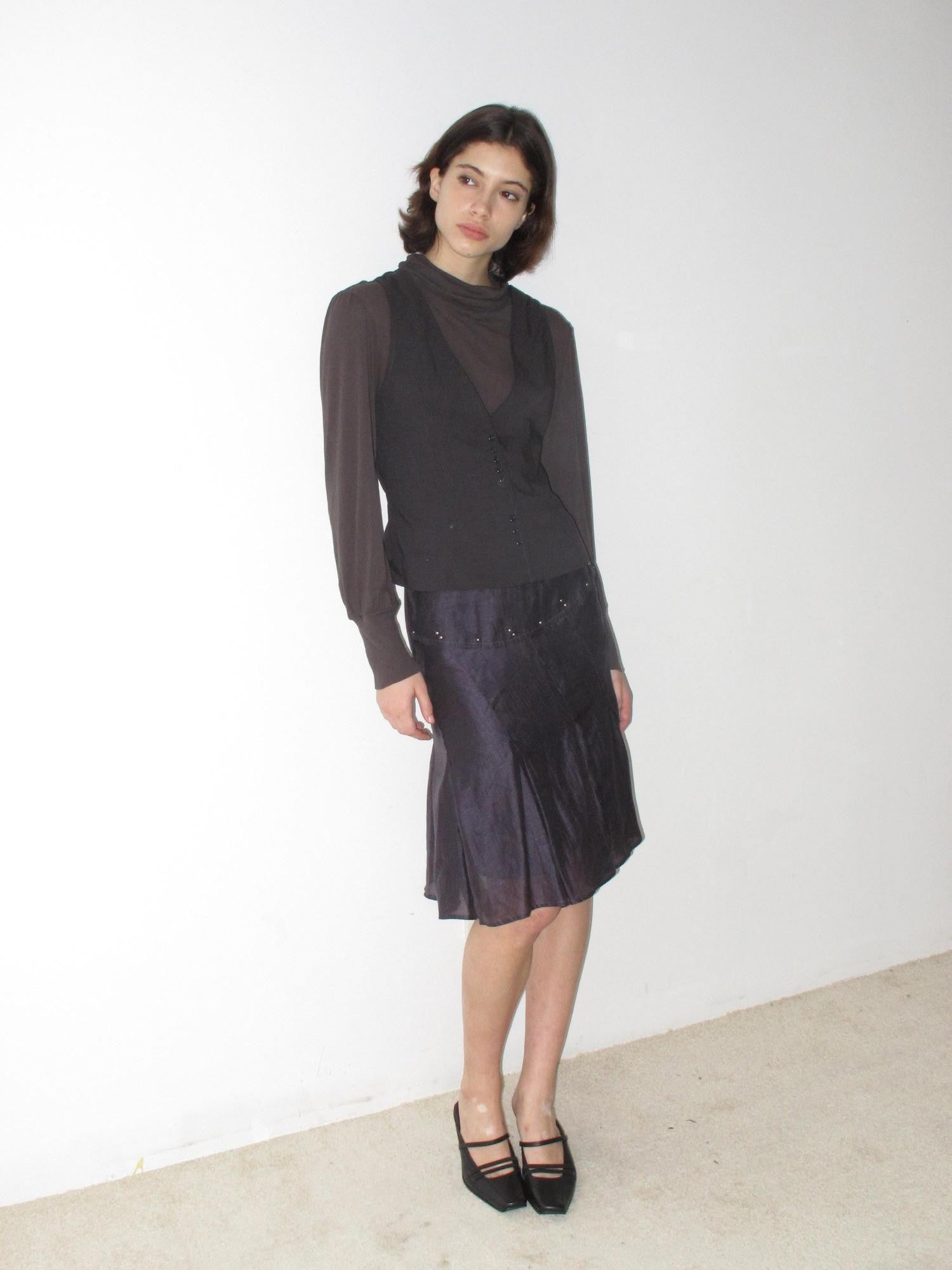 Mito de dar Faux Two Piece Button Vest Slim Knit Women&