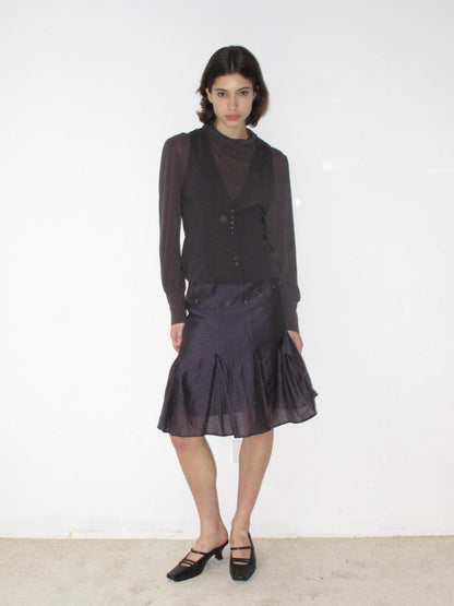 Mito de dar Faux Two Piece Button Vest Slim Knit Women&