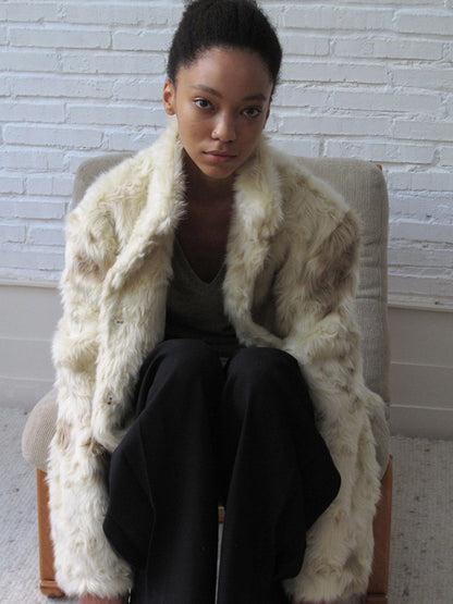 Mito de dar Gradually Dyed White Brown Gorilla Roll Short Fur Coat
